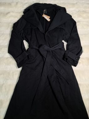 SKIMS Boyfriend Fleece Trench Coat Onyx Women Small NEW